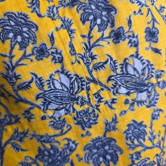 J Jill Love Linen PetiteSm Yellow n Blue floral Print W Pockets Shift Tank Dress - Picture 13 of 14